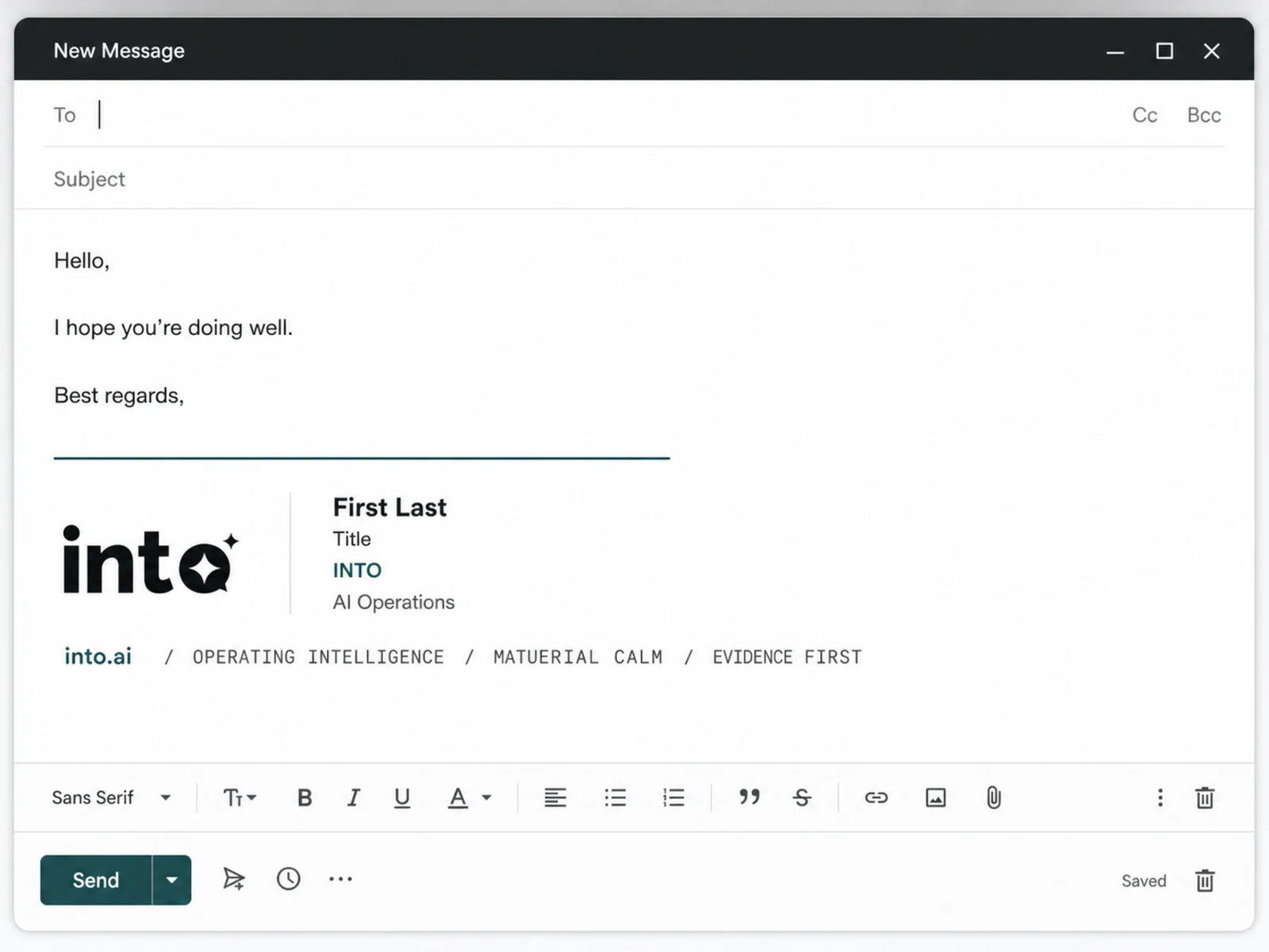 INTO email signature preview