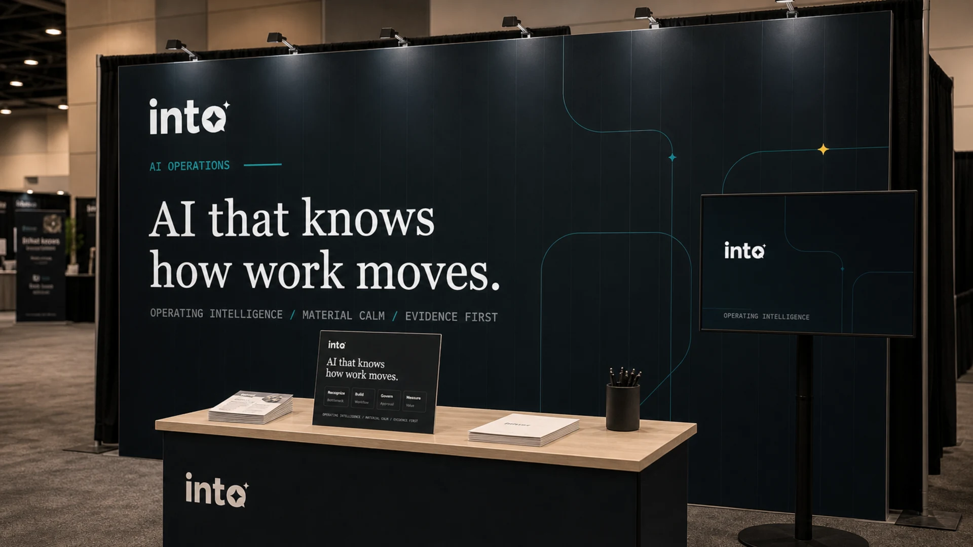 INTO event booth backdrop