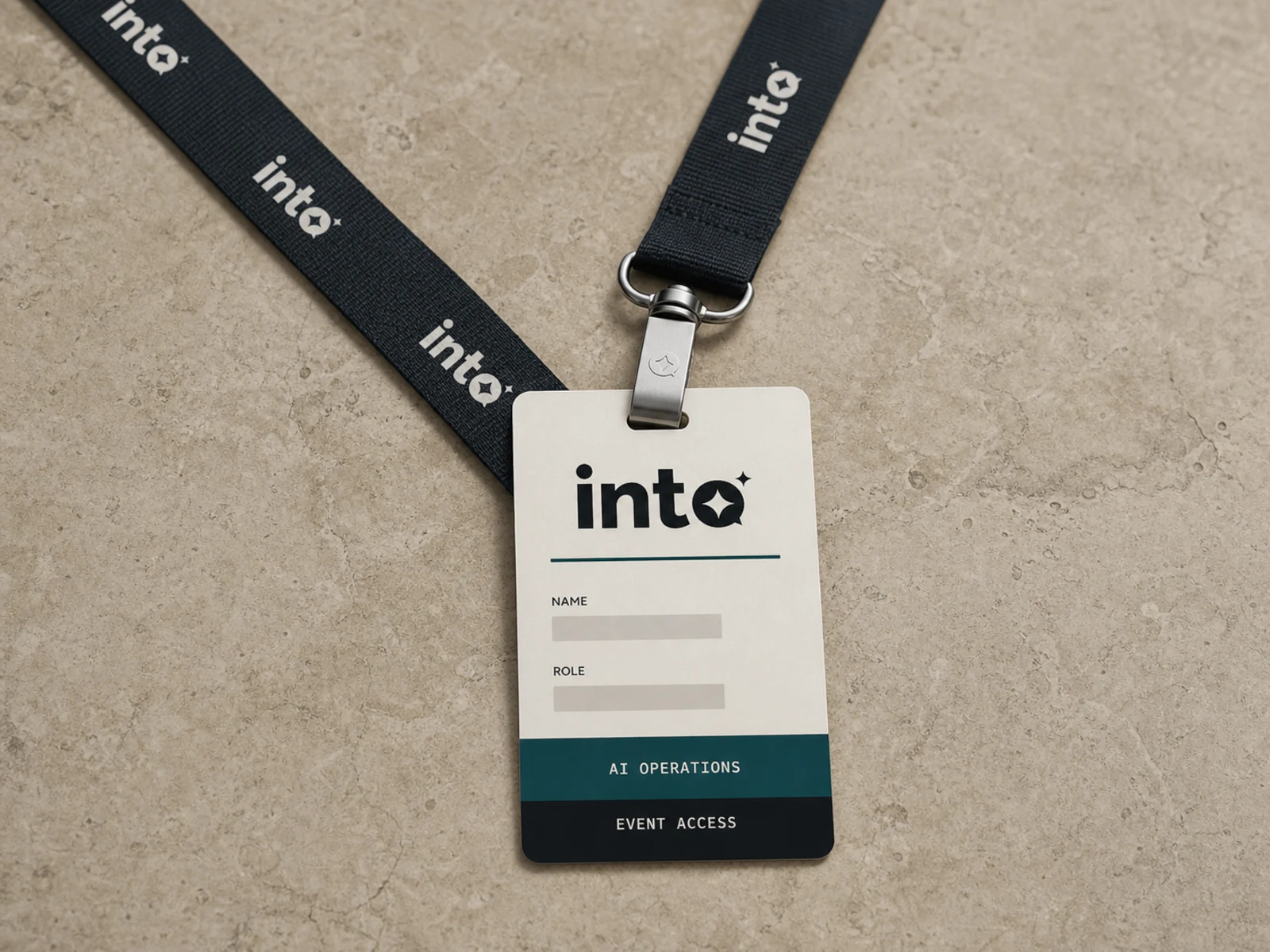 INTO lanyard and badge