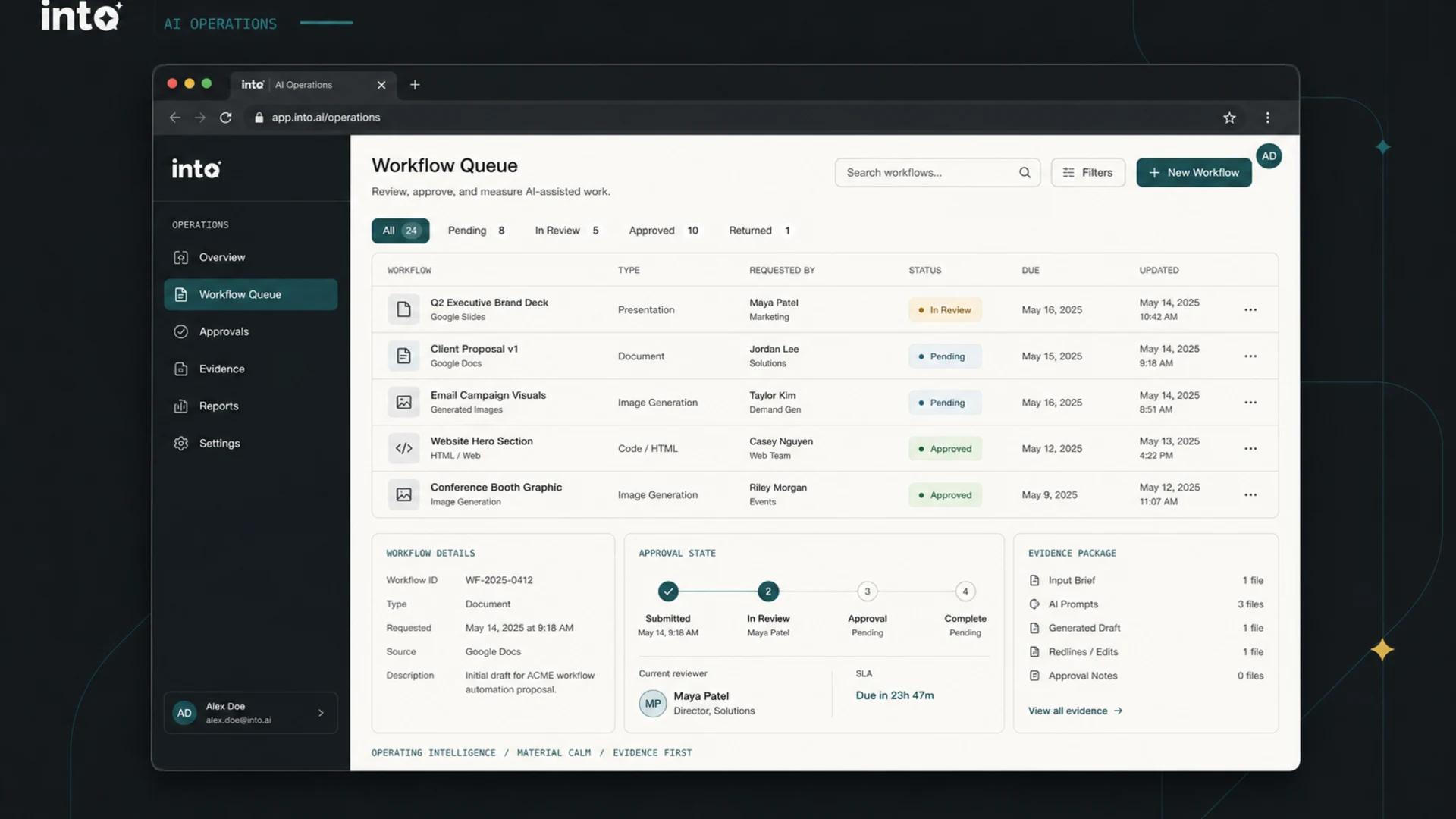INTO product screenshot in editorial frame